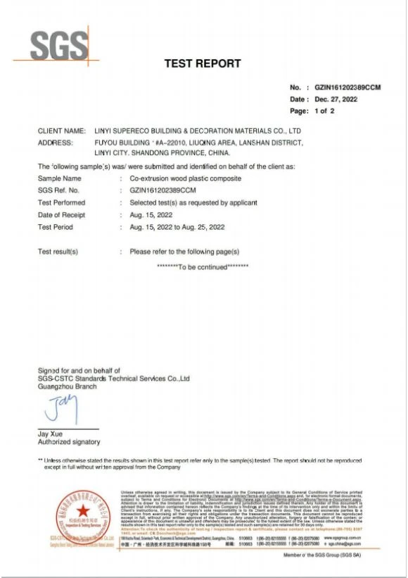 SGS test report SGS test report